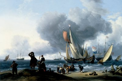 Holländer besteigt eine Yacht von Ludolf Backhuysen